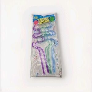 6 Total Fun Krazy Straws Assorted Colors Crazy Straw 10" Long Sealed